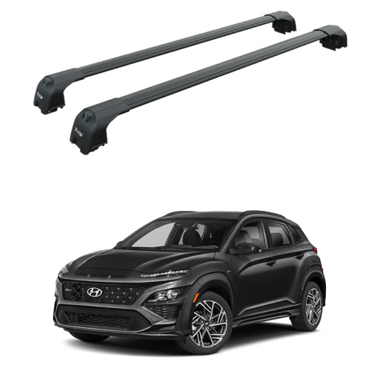 БАГАЖНИК ЗА Hyundai Kona 5d (I/OS - integrated railing) (2017-->2023) AERO BAR BLACK