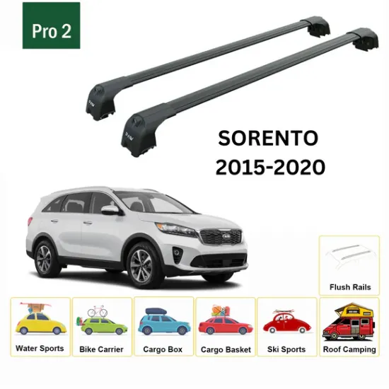 БАГАЖНИК ЗА Kia Sorento 5d (III/UM - integrated railing) (2015-->2020) AERO BAR BLACK