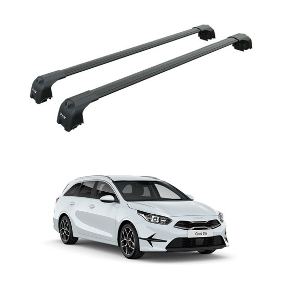БАГАЖНИК ЗА Kia Ceed Tourer (III/CD - integrated railing) (2018-->) AERO BAR BLACK