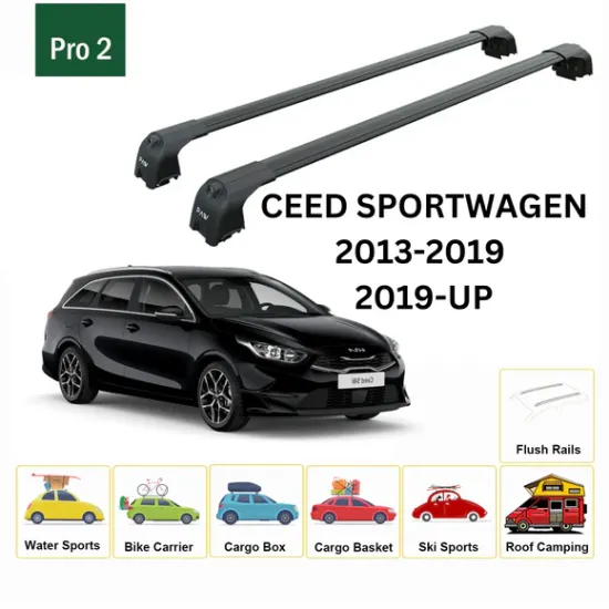 БАГАЖНИК ЗА Kia Ceed SW (II/JD - integrated railing) (2012-->2016) AERO BAR BLACK