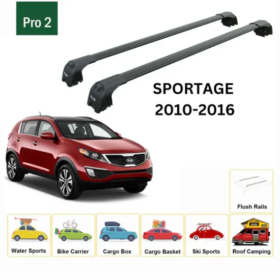 БАГАЖНИК ЗА Kia Sportage 5d (III/SL - integrated railing) (2011-->2016) AERO BAR BLACK