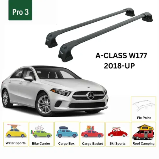 БАГАЖНИК ЗА Mercedes Clase A sedan 4d (W177 - fixpoint) (2018-->) AERO BAR BLACK