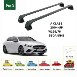БАГАЖНИК ЗА Mercedes Clase A 5d (W169 / W176 - fixpoint) (2004-->2018) AERO BAR BLACK