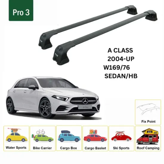 БАГАЖНИК ЗА Mercedes Clase A 5d (W169 / W176 - fixpoint) (2004-->2018) AERO BAR BLACK
