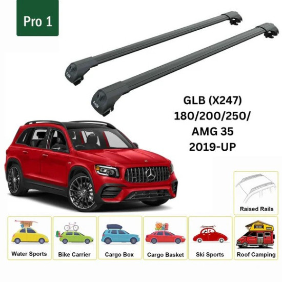 Багажник за Mercedes CLASE GLB 5d (X247 - railing) (2019-->) AERO BAR BLACK