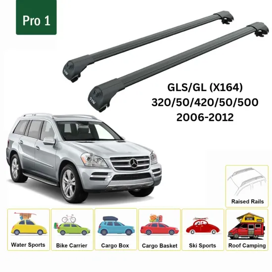 Багажник за Mercedes Clase GLS 5d (X164 - railing) (2006-->2012) AERO BAR BLACK