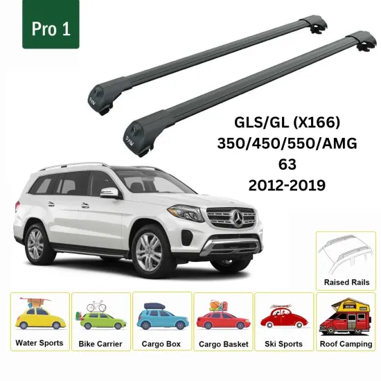 Багажник за Mercedes Clase GLS/GL (X166 - railing) (2012-2019) AERO BAR BLACK