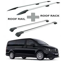 БАГАЖНИК КОМПЛЕКТ НАПРЕЧНИ ГРЕДИ И РЕЙЛИНГИ СИВИ ЗА Mercedes-benz V Class / Vito/ Viano /EQV w447 (Fix Point 2014->)