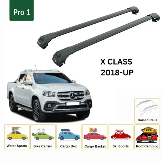 Багажник за Mercedes Clase X double cab (railing) (2017-->) AERO BAR BLACK