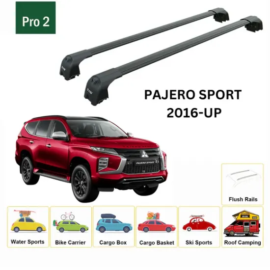 БАГАЖНИК ЗА Mitsubishi Pajero Sport 5d (III - integrated railing) (2016-->2022) AERO BAR BLACK