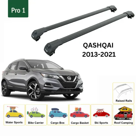 Багажник за Nissan Qashqai 5d (II/J11- railing) (2014-->2021) AERO BAR BLACK