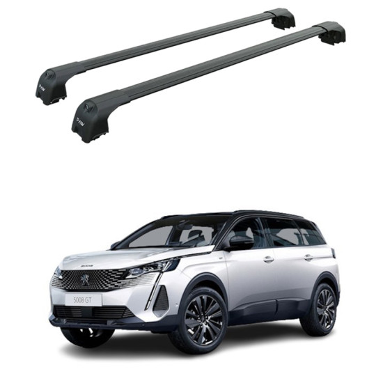 Багажник за Peugeot 5008 5d (II - integrated railing) (2017-->2024) AERO BAR BLACK