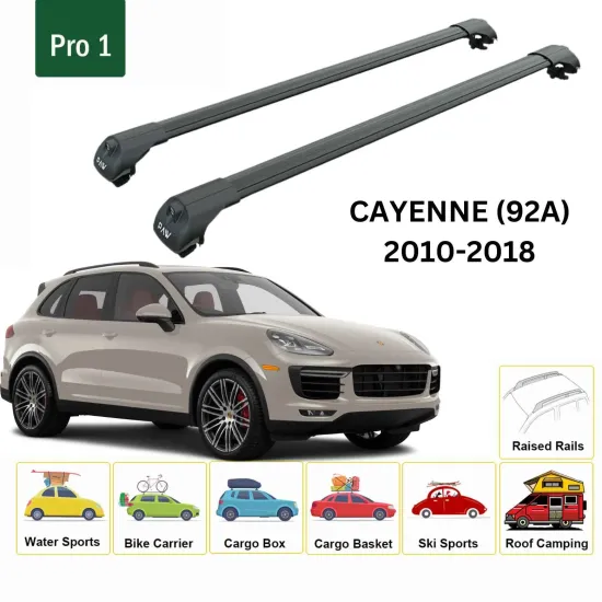Багажник за Porsche Cayenne 5-dr SUV (92A - railing) (2010-2017) AERO BAR BLACK