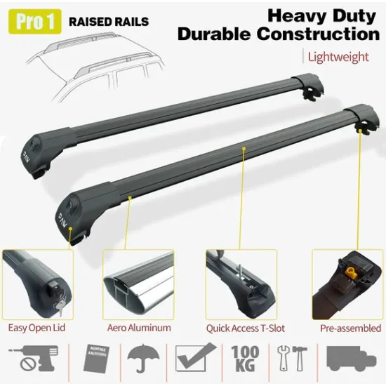 Багажник за Skoda Octavia Combi (III/5E - railing) (2013-->2020) AERO BAR BLACK