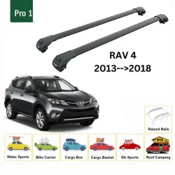 Багажник за Toyota RAV4 5d (IV/XA40 - railing) (2013-->2018) AERO BAR BLACK