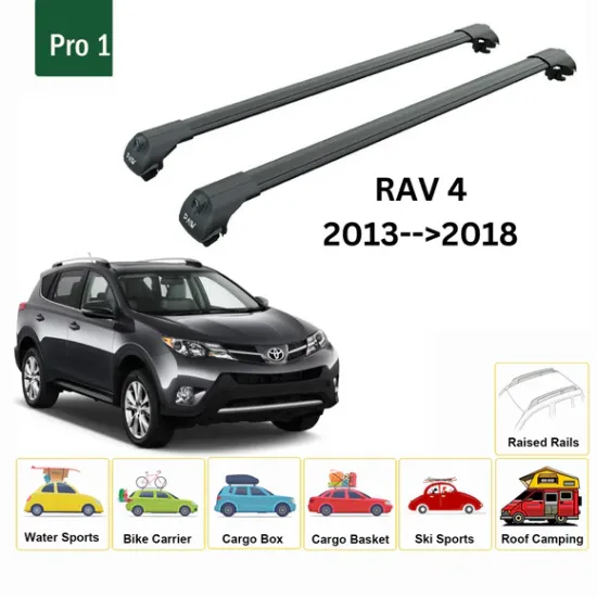 Багажник за Toyota RAV4 5d (IV/XA40 - railing) (2013-->2018) AERO BAR BLACK