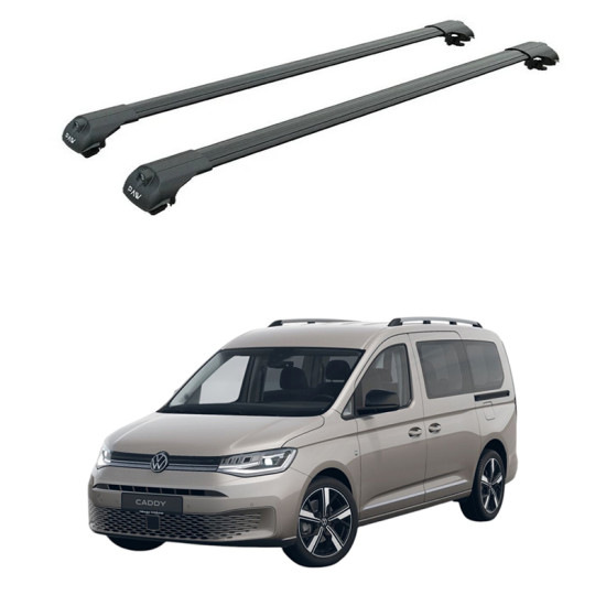 Багажник за Volkswagen Caddy (V - railing) (2020-->) AERO BAR BLACK
