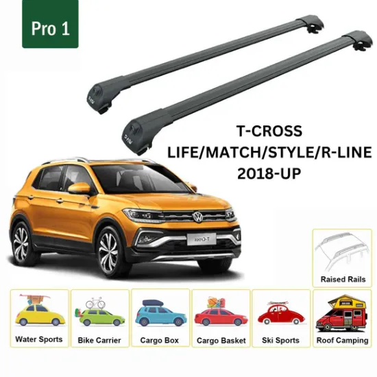 Багажник за Volkswagen T-Cross 5d (railing) (2019-->) AERO BAR BLACK