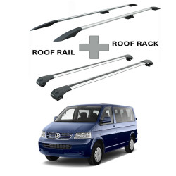 БАГАЖНИК КОМПЛЕКТ НАПРЕЧНИ ГРЕДИ И РЕЙЛИНГИ СИВИ ЗА VOLKSWAGEN T5 (2003-->2015)