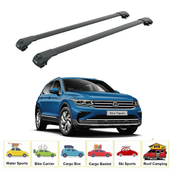 Багажник за Volkswagen Tiguan 5d (III - railing) (2024-->) AERO BAR BLACK