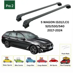 Багажник за BMW Serie 5 Touring (G31 - integrated railing) (2017-->2024) AERO BAR BLACK