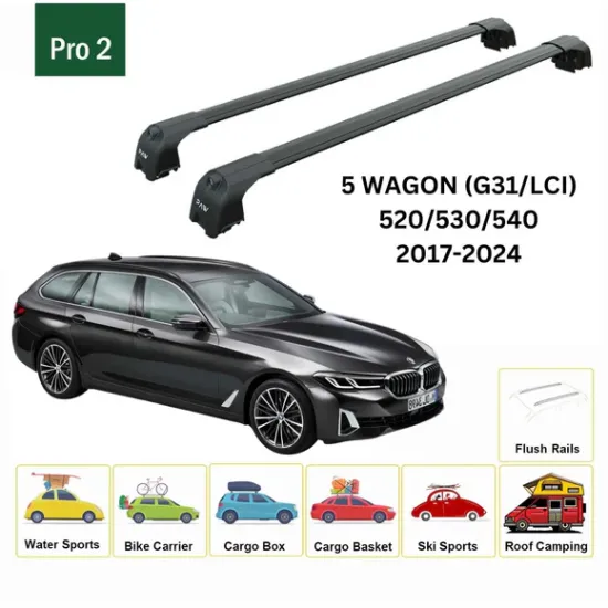 Багажник за BMW Serie 5 Touring (G31 - integrated railing) (2017-->2024) AERO BAR BLACK