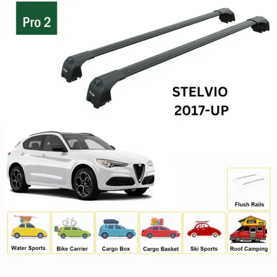 Багажник за ALFA ROMEO STELVIO 5d. SUV (Interated railing 2017->) AERO BAR BLACK