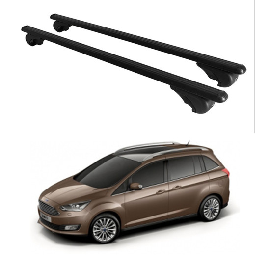 БАГАЖНИК ЗА Ford Grand C-Max 5d (II/C344 - railing) (2015-->2019) ALU REILING BLACK