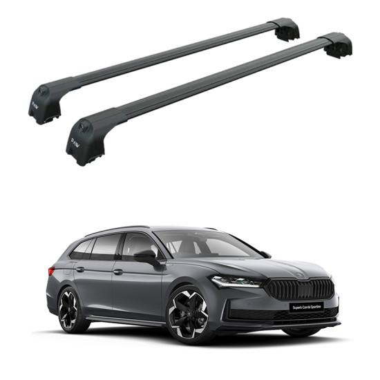 БАГАЖНИК ЗА Skoda Superb Combi (IV/B9(3Y) - integrated railing) (2024-->) AERO BAR BLACK