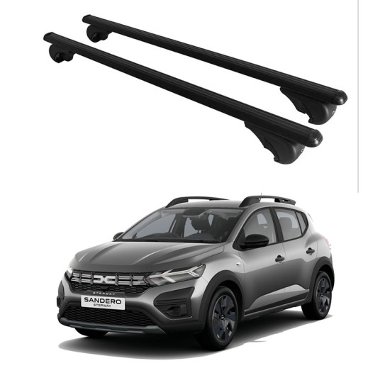 Багажник за Dacia Sandero Stepway (III - railing) (2020-->) ALU REILING BLACK