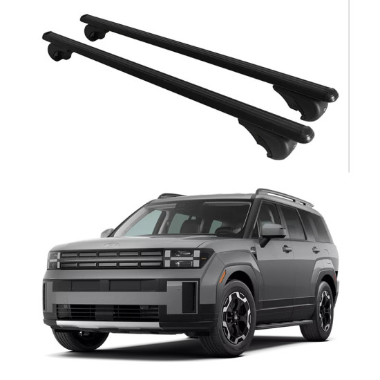 Багажник за Hyundai Santa Fe 5d (V/MX5 - railing) (2023-->) ALU REILING BLACK