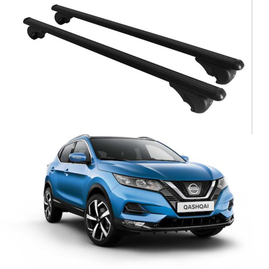 Багажник за Nissan Qashqai 5d (II/J11- railing) (2014-->2021) ALU REILING BLACK