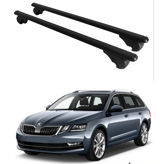Багажник за Skoda Octavia Combi (III/5E - railing) (2013-->2020) ALU REILING BLACK