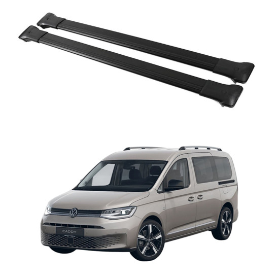 Багажник за Volkswagen Caddy (V - railing) (2020-->) AERO BLACK