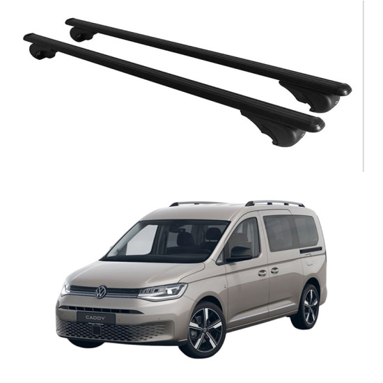 Багажник за Volkswagen Caddy (V - railing) (2020-->) ALU REILING BLACK